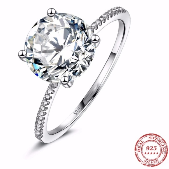 925 Sterling Silver Ring Wedding Band 5A CZ - Picture 7 of 7